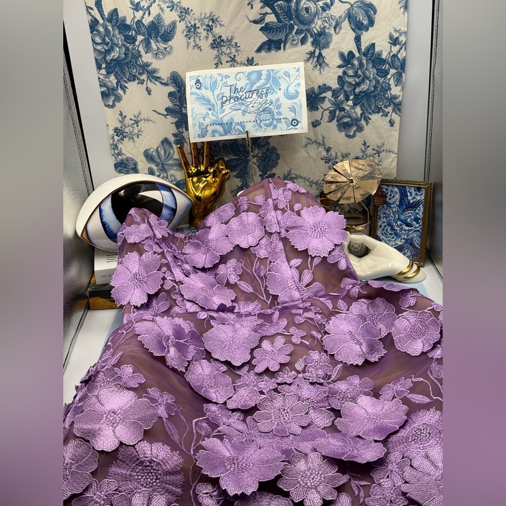 🆕 BRONX & BANCO 🧿 NWOT Jasmine Maraya Lilac Mini Dress - Sz L US 8 - Picture 13 of 17